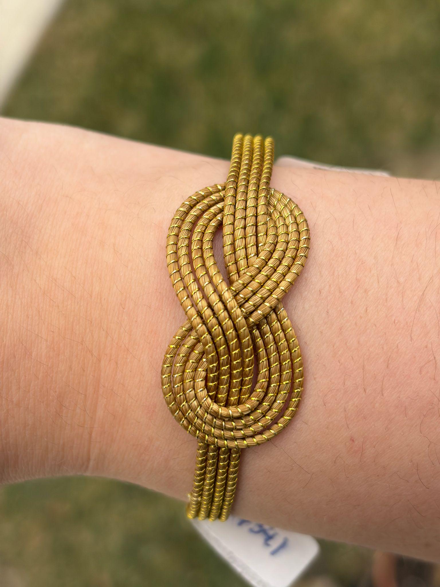 Minimal Golden Grass Knot Bracelet  Handmade Adjustable Brazilian Jewelry, Everyday Woven Bracelet