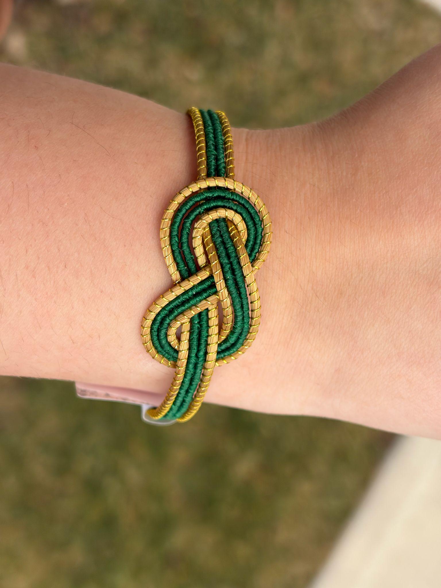 Minimal Golden Grass Knot Bracelet  Handmade Adjustable Brazilian Jewelry, Everyday Woven Bracelet