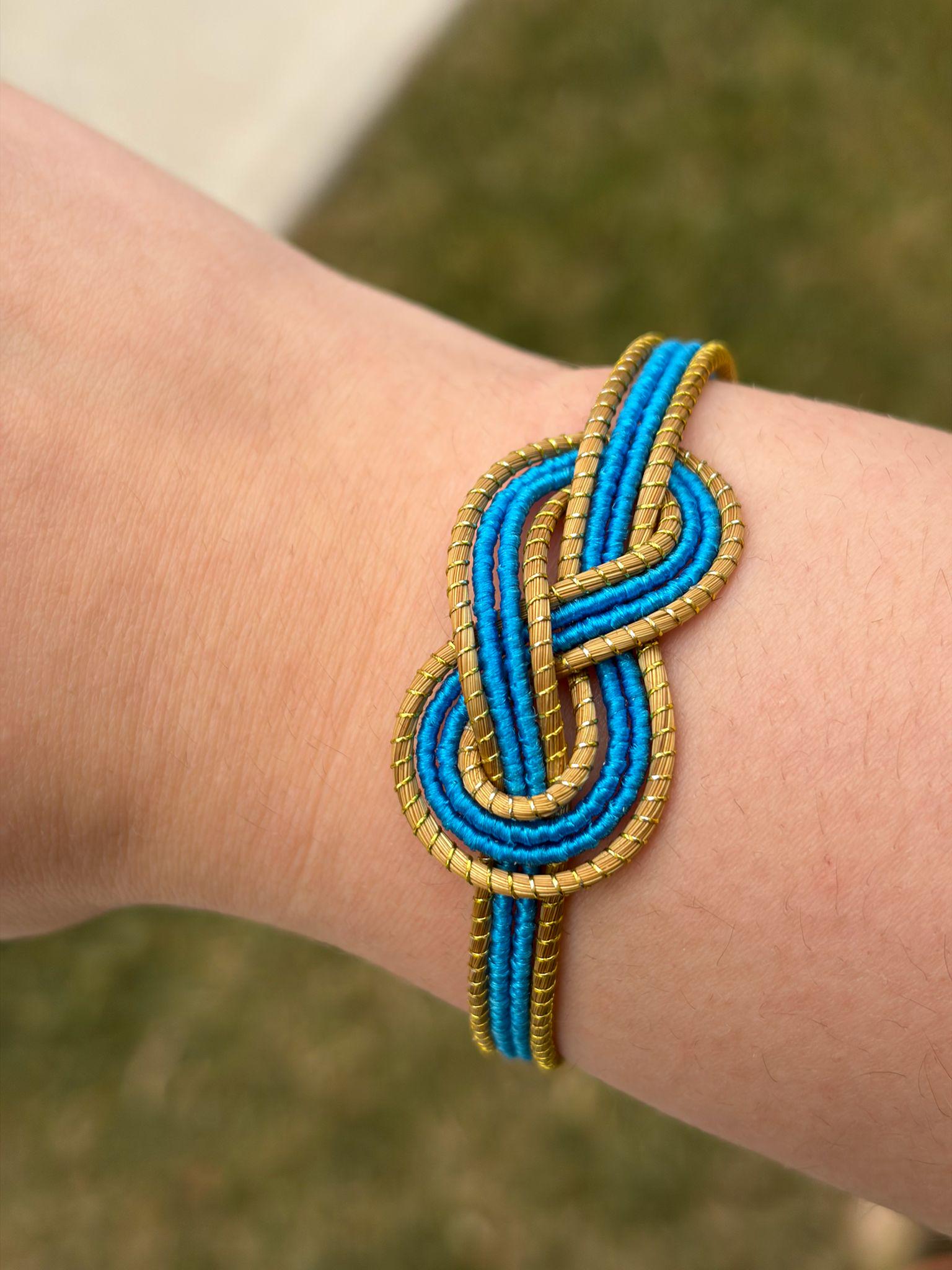 Minimal Golden Grass Knot Bracelet  Handmade Adjustable Brazilian Jewelry, Everyday Woven Bracelet