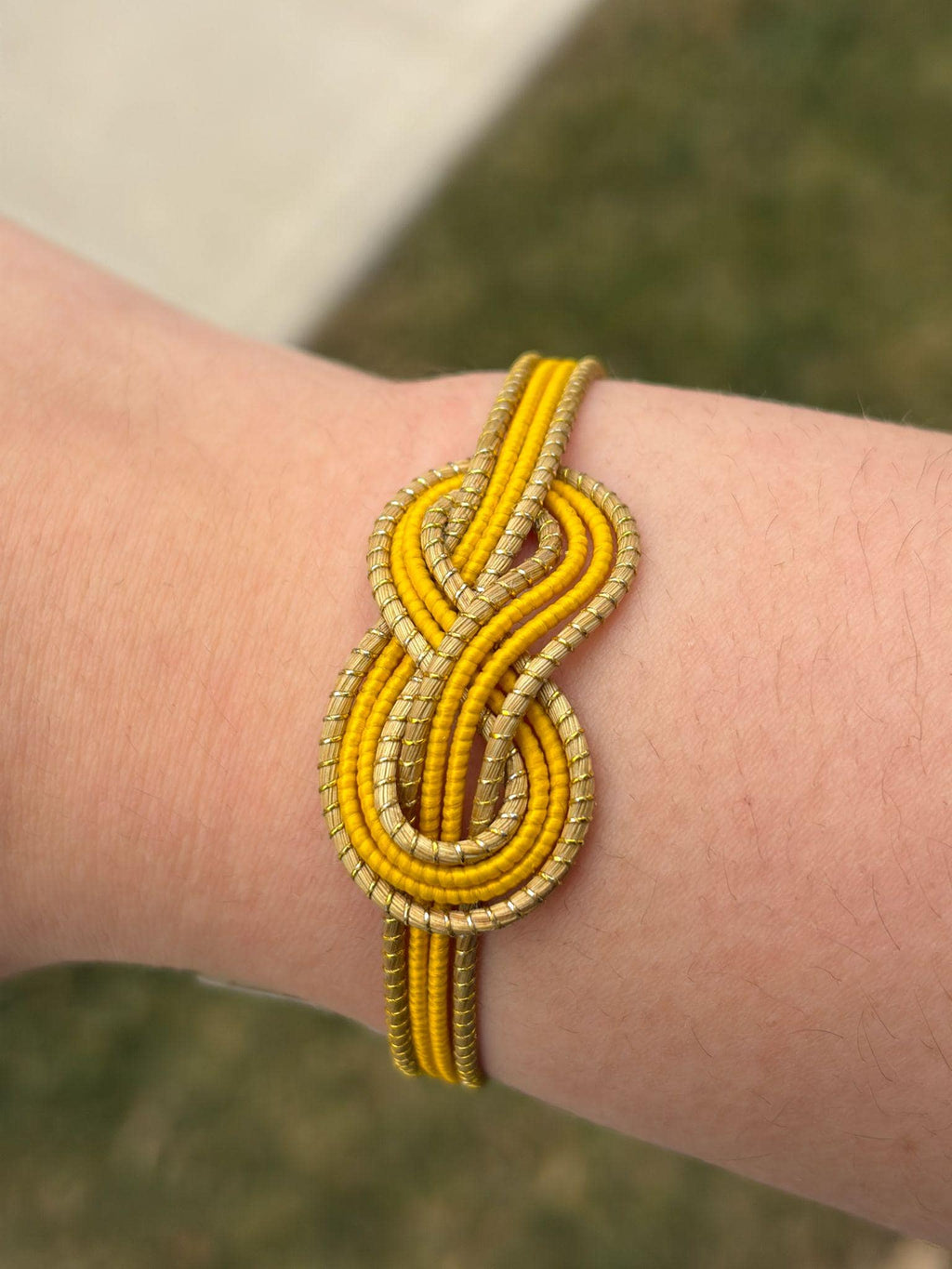 Minimal Golden Grass Knot Bracelet  Handmade Adjustable Brazilian Jewelry, Everyday Woven Bracelet