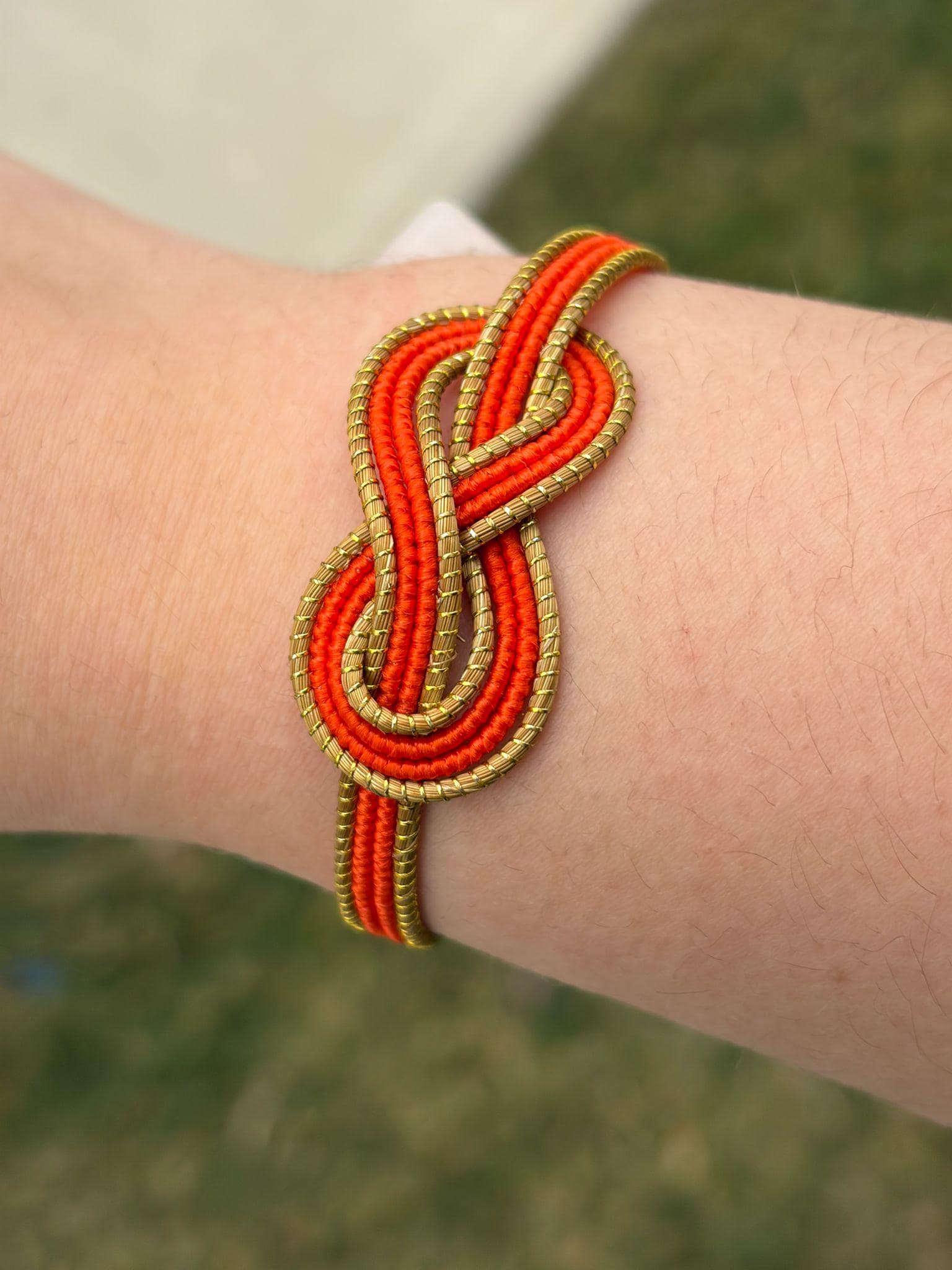 Minimal Golden Grass Knot Bracelet  Handmade Adjustable Brazilian Jewelry, Everyday Woven Bracelet
