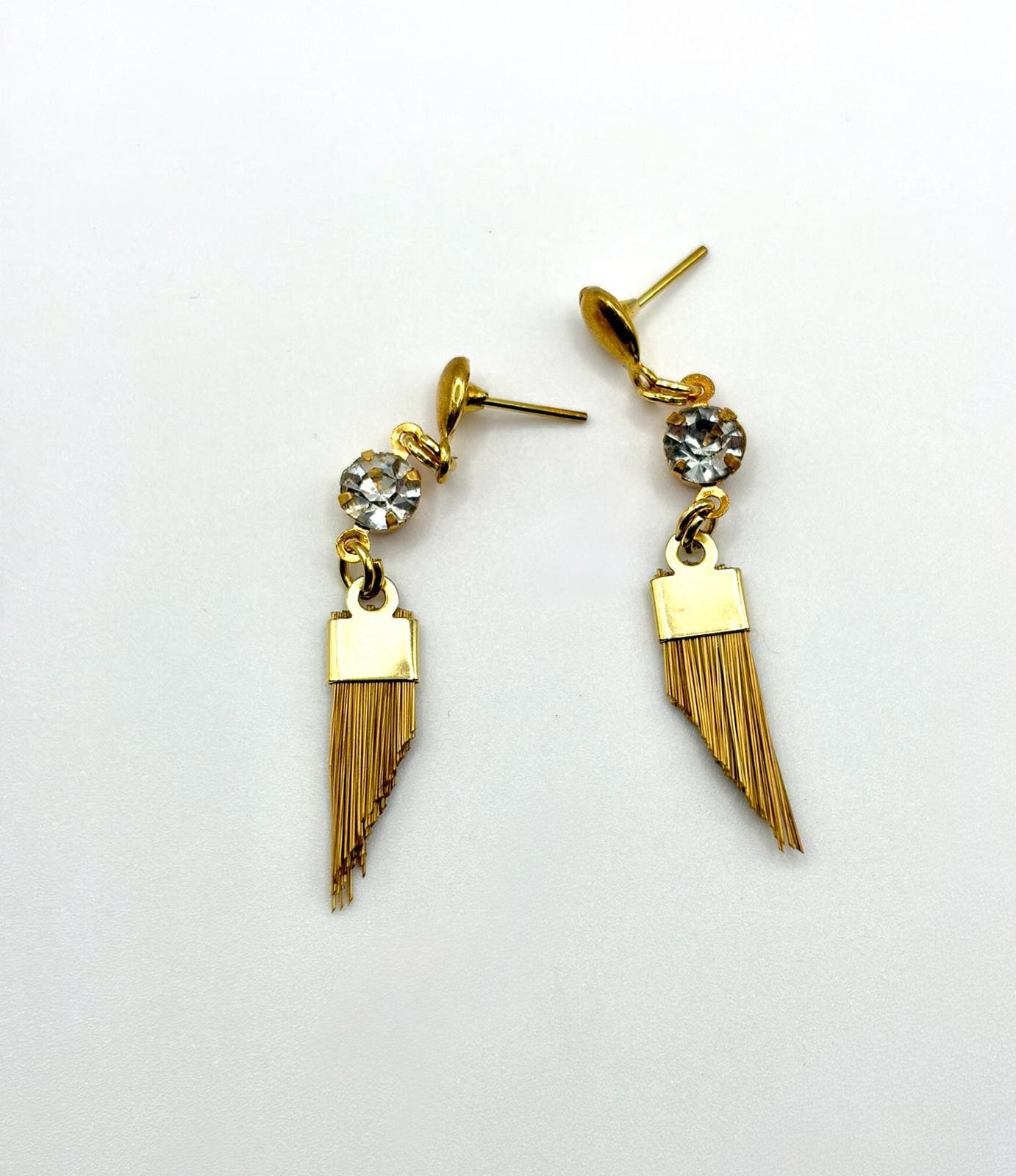 Minimal Golden Grass Drop Earrings  Handmade Brazilian Jewelry