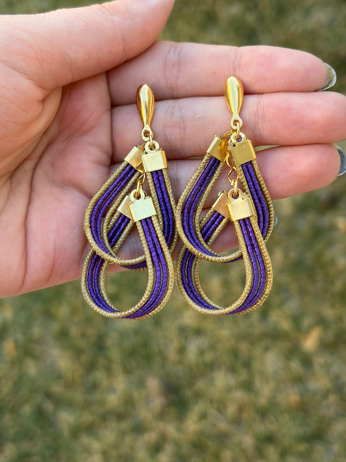 Handcrafted Brazilian Golden Grass Layered Loop Earrings | Lightweight Statement Earrings | Sustainable Artisan Jewelry