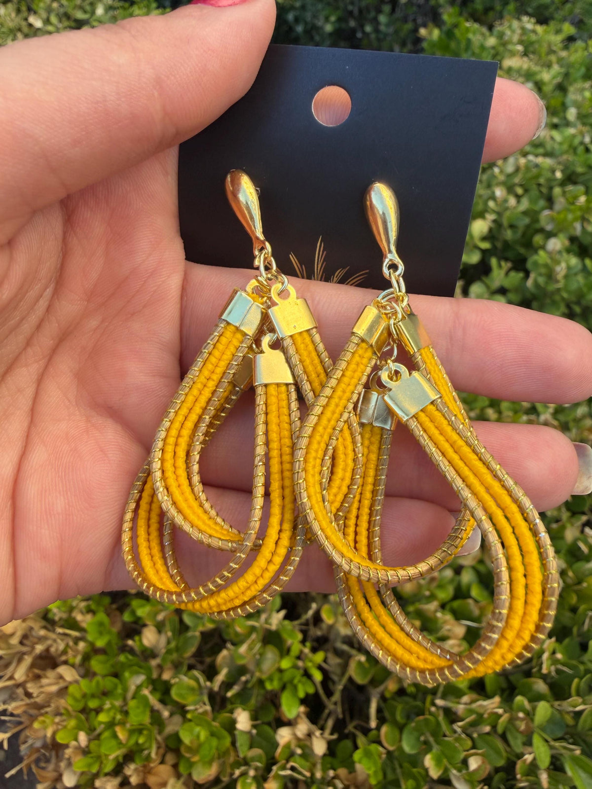Handcrafted Brazilian Golden Grass Layered Loop Earrings | Lightweight Statement Earrings | Sustainable Artisan Jewelry