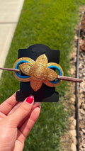 Golden Grass Hair Barrette with Stick  Handmade Brazilian Hair Accessory