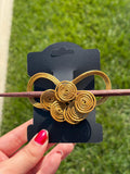Handcrafted Brazilian Golden Grass Swirl Flower Hair Stick | Wooden Hair Pin | Floral Bun Holder | Artisan Hair Accessory