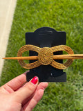 Handcrafted Brazilian Golden Grass Infinity Hair Stick | Wooden Hair Pin | Elegant Bun Holder | Artisan Hair Accessory